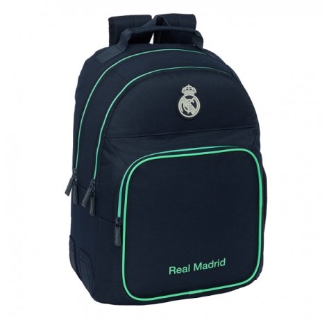 Safta Real Madrid 2Âª Equipacion 25/26 Mochila con 2 Compartimentos - Antirozaduras - Adaptable a Carro - Portabotellas - Tirador Doble - Hombreras Ergonomicas - 320x150x420mm - Color Azul Marino