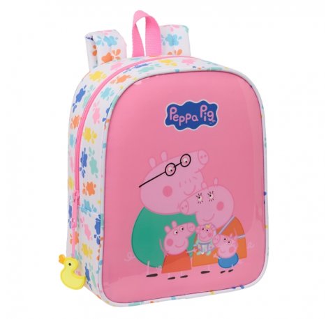 Safta Peppa Pig Baby Pig Mochila Guarderia - Adaptable a Carro - Cremallera - Tarjeta de Identificacion - Asa Superior - 6L - 220x100x270mm - Color Rosa