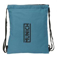 Safta Munich Saco Plano - Cierre con Cordones - Bolsillo Interior con Cremallera - 35x40x1cm - Color Negro y Azul
