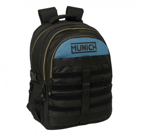 Safta Munich Mochila para Portatil hasta 15.6" - Bolsillo Trasero Antirrobo - Cremallera Bidireccional - Transpirable - Ergonomica - Acolchada - 34x46x15cm - Color Negro y Azul