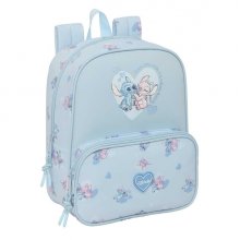 Safta Stitch Mochila Guarderia - Adaptable a Carro - 2 Bolsillos Frontales - Tarjeta de Identificacion - Asa de Mano - 6L - 220x100x270mm - Color Azul Claro