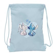 Safta Stitch Saco Plano - Bolsillo con Cremallera - Cierre con Cordones - 3L - Materiales de Alta Calidad - 260x10x340mm - Color Azul Claro