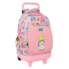 Safta Mr. Wonderful Comic Mochila con Carro - Extraible - 33L - Portabotellas - Tarjeta de Identificacion Personal - Doble Tirador - Asa de Mano - Bolsillo Frontal - 33x45x22cm - Color Rosa