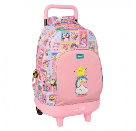 Safta Mr. Wonderful Comic Mochila con Carro - Extraible - 33L - Portabotellas - Tarjeta de Identificacion Personal - Doble Tirador - Asa de Mano - Bolsillo Frontal - 33x45x22cm - Color Rosa