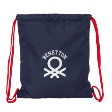 Safta Benetton Together Saco Plano - Bolsillo con Cremallera - Cierre con Cordones - 5L - Compacto y Ligero - 350x10x400mm - Color Azul Marino