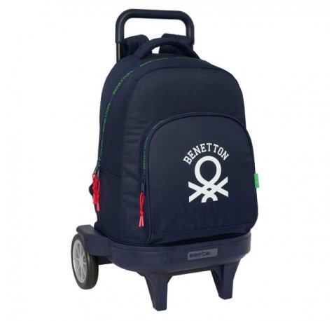 Safta Benetton Together Mochila con Carro - Bolsillo Frontal - Ruedas Antivibracion - Hombreras Acolchadas - Asa Acolchada - Tarjeta ID - Base Reforzada - 330x220x450mm - Color Azul Marino