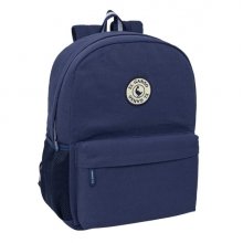 Safta el Ganso Jeans Mochila - Adaptable a Carro - Bolsillo Frontal - Espalda Acolchada - Cremallera con Doble Tirador - Asa de Mano - Hombreras Ergonomicas - 32x43x14cm - Color Azul Marino