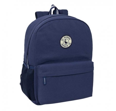 Safta el Ganso Jeans Mochila - Adaptable a Carro - Bolsillo Frontal - Espalda Acolchada - Cremallera con Doble Tirador - Asa de Mano - Hombreras Ergonomicas - 32x43x14cm - Color Azul Marino