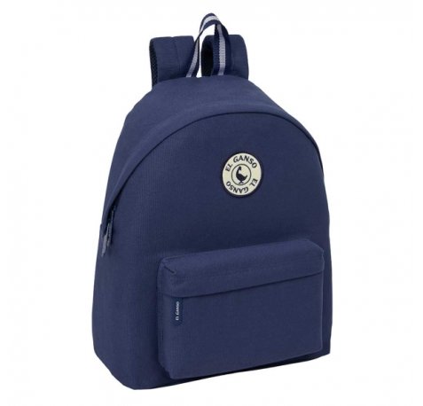 Safta el Ganso Jeans Mochila - Bolsillo Frontal - Espalda Acolchada - Hombreras Ergonomicas - Cremallera con Doble Tirador - Asa de Mano - 33x42x15cm - Color Azul Marino