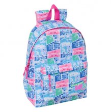 Safta Barbie Mochila para Portatil hasta 14.1" - Interior Acolchado - Bolsillo Frontal - Bolsillo Portabotellas - Tirador Doble - Hombreras Ergonomicas - Asa Superior - 310x130x430mm - Color Azul