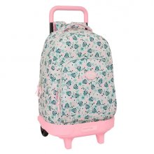 Safta Minnie Mouse Minty Mochila con Carro - 2 Compartimentos - Bolsillo Frontal - Portabotellas - Acolchado - Cubre Ruedas - 44L - Asa de Mano - 320x210x450mm - Color Rosa Pastel