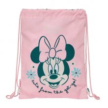 Safta Minnie Mouse Minty Saco Plano - Bolsillo con Cremallera - Cierre con Cordones - Cierre de seguridad - 3L - 260x10x340mm - Color Rosa Pastel