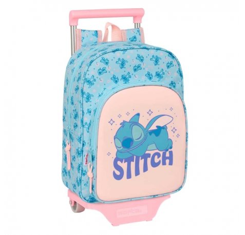Safta Stitch Ohana Mochila con Carro - Portabotellas - Hombreras Acolchadas - Bolsillo Frontal - Asa Superior - Mochila Extraible - Material Resistente - 26x11x67cm - Color Azul Claro