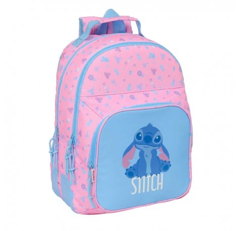 Safta Stitch Bright Mochila con 2 Compartimentos - Antirozaduras - Adaptable a Carro - Bolsillo Frontal - Portabotellas - Tirador Doble - Hombreras Ergonomicas - 20L - 320x150x420mm - Color Rosa