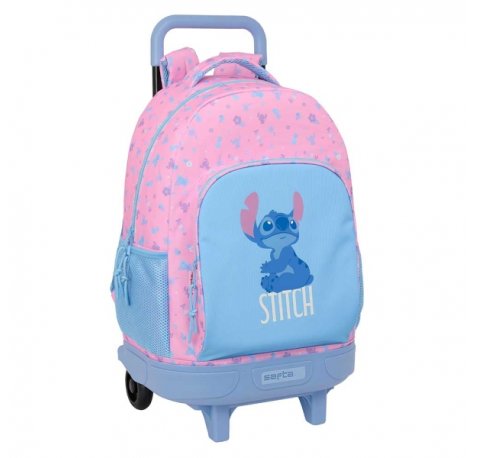Safta Stitch Bright Mochila con Carro - Extraible - Bolsillo Frontal - Portabotellas - Hombreras Acolchadas - Asa Acolchada - Tarjeta ID - Bandeja PVC - Base Reforzada - 33L - 330x220x450mm - Color Rosa