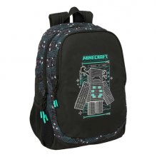 Safta Minecraft Screen Mochila - 23L - Adaptable a Carro - Espalda Acolchada - Portabotellas - Cremallera con Doble Tirador - Asa de Mano - Hombreras Ergonomicas - 32x44x16cm - Color Negro