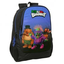 Safta Brainrot Mochila - 23L - Adaptable a Carro - Espalda Acolchada - Portabotellas - Cremallera con Doble Tirador - Asa de Mano - Hombreras Ergonomicas - 32x44x16cm - Color Negro y Azul