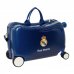 Safta Real Madrid Maleta Trolley Infantil - Reposapies - Bandolera Ajustable - Asas de Mano - Tiradores con Ranura para Candado - Interior Forrado - 44x27x21cm - Color Azul Marino