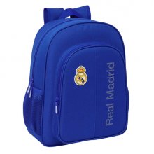 Safta Real Madrid Mochila - Adaptable a Carro - Bolsillos Laterales - Doble Tirador - Ergonomia Acolchada - Bolsillo Frontal - Asa Superior - 15L - 320x120x380mm - Color Azul