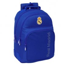 Safta Real Madrid Mochila con 2 Compartimentos - Antirozaduras - Adaptable a Carro - 2 Compartimentos - Portabotellas - Tirador Doble - Hombreras Ergonomicas - 20L - 320x150x420mm - Color Azul
