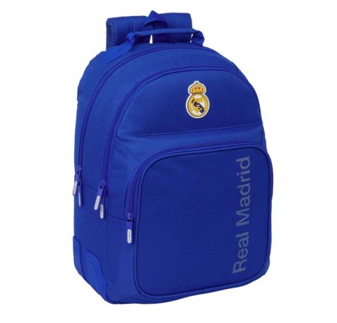 Safta Real Madrid Mochila con 2 Compartimentos - Antirozaduras - Adaptable a Carro - 2 Compartimentos - Portabotellas - Tirador Doble - Hombreras Ergonomicas - 20L - 320x150x420mm - Color Azul