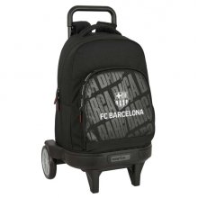 Safta F.C.Barcelona Mochila con Carro - Acolchada y Comoda - Bolsillo Frontal - Ruedas Antivibracion - 330x220x450mm - Color Negro