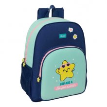 Safta Mr. Wonderful Estrella Mochila - Adaptable a Carro - Bolsillo Frontal - Portabotellas - Cremallera con Doble Tirador - Asa de Mano - Espalda Acolchada - 33x42x14cm - Color Turquesa Claro