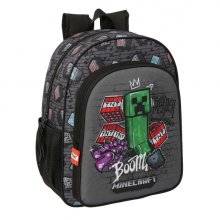 Safta Minecraft Graffiti Mochila - 15L - Adaptable a Carro - Bolsillo Frontal - Portabotellas - Cremallera con Doble Tirador - Asa de Mano - Hombreras y Espalda Acolchada - 32x38x12cm - Color Gris
