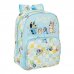 Safta Bluey Ready Mochila Infantil - Portabotellas - Bolsillo Frontal - Adaptable a Carro - Hombreras Acolchadas - 26x34x11cm - Color Azul Pastel