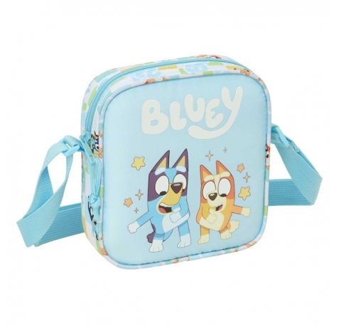 Safta Bluey Ready Bolsito con Bandolera Ajustable - Compacto - Cierre con Cremallera - 16x18x4cm - Color Azul Pastel
