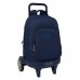 Safta Spagnolo Mochila con Carro - Extraible - 33L - Portabotellas - Tarjeta de Identificacion Personal - Ruedas Antivibracion - Doble Tirador - Asa - Bolsillo Frontal - 33x45x22cm - Color Azul Noche