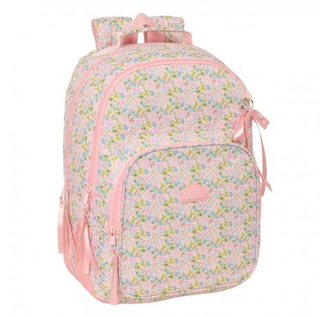 Safta Vmb Mochila con 2 Compartimentos - Cantoneras Antirozaduras - Adaptable a Carro - Bolsillo Frontal - Portabotellas - Tirador Doble - Hombreras Ergonomicas - 20L - 320x150x420mm - Color Rosa