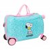Safta Snoopy Maleta Trolley Infantil - Reposapies - Bandolera Ajustable - Asas de Mano - Tiradores con Ranura para Candado - Interior Forrado - 44x27x21cm - Color Azul Claro