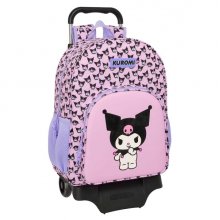 Safta Kuromi Mochila con Carro - Extraible - Portabotellas - Bolsillo Frontal - Cremallera con Doble Tirador - Asa de Mano - 33x42x14cm - Color Rosa
