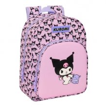 Safta Kuromi Mochila Infantil - Portabotellas - Bolsillo Frontal - Adaptable a Carro - Hombreras Acolchadas - 26x34x11cm - Color Rosa