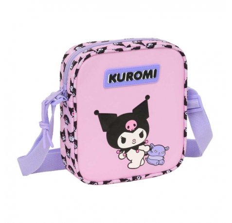 Safta Kuromi Bolsito con Bandolera Ajustable - Compacto - Cierre con Cremallera - 16x18x4cm - Color Rosa