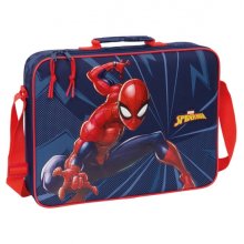 Safta Spider-Man Maletin con Cremallera - Bandolera Ajustable - Asa Forrada - Doble Tirador - Fondo Semirigido - 6L - 380x60x280mm - Color Azul y Rojo