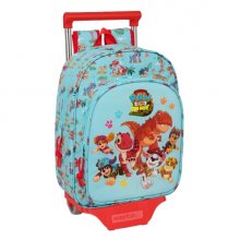 Safta Paw Patrol Dino Rescue Mochila con Carro - Extraible - Portabotellas - Bolsillo Frontal - Asa de Mano - 26x34x11cm - Color Azul Pastel