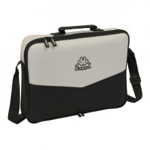 Safta Kappa Grey Maletin con Cremallera - Bandolera Ajustable - Asa Forrada - Doble Tirador - Fondo Semirigido - 6L - 380x60x280mm - Color Negro y Gris