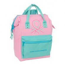 Safta Benetton Dolce Mochila para Portatil hasta 13" - Bolsillo con Cremallera - Asas Superiores - Compartimentos Multiples - Tirador Doble - 270x190x400mm - Color Rosa Pastel