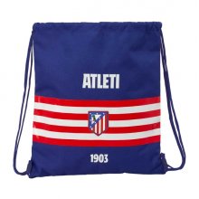 Safta Atletico de Madrid Saco Plano - Cierre con Cordones - Bolsillo Interior con Cremallera - 35x40x1cm - Color Azul Marino