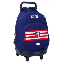 Safta Atletico de Madrid Mochila con Carro - Extraible - 33L - Portabotellas - Tarjeta de Identificacion Personal - Doble Tirador - Asa de Mano - Bolsillo Frontal - 33x45x22cm - Color Azul Marino