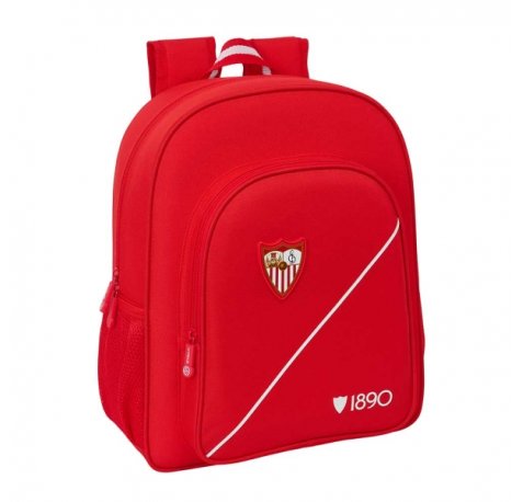 Safta Sevilla FC Mochila - 15L - Adaptable a Carro - Bolsillo Frontal - Portabotellas - Cremallera con Doble Tirador - Asa de Mano - Hombreras y Espalda Acolchada - 32x38x12cm - Color Rojo