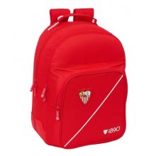 Safta Sevilla FC Mochila - Adaptable a Carro - Bolsillo Frontal - Portabotellas - Cremallera con Doble Tirador - Asa de Mano - Hombreras y Espalda Acolchada - 32x42x15cm - Color Rojo