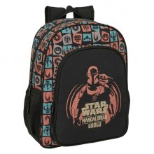 Safta Mandalorian and Grogu Mochila - 15L - Adaptable a Carro - Bolsillo Frontal - Portabotellas - Cremallera con Doble Tirador - Asa de Mano - Hombreras y Espalda Acolchada - 32x38x12cm - Color Negro