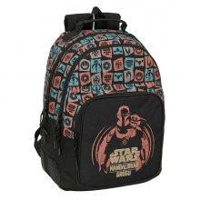 Safta Mandalorian and Grogu Mochila - Adaptable a Carro - Bolsillo Frontal - Portabotellas - Cremallera con Doble Tirador - Asa de Mano - Hombreras y Espalda Acolchada - 32x42x15cm - Color Negro
