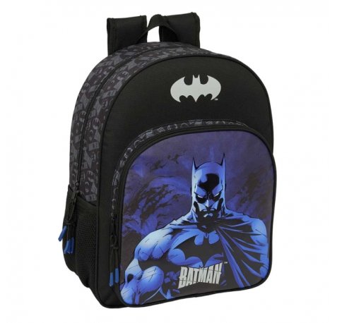Safta Batman Mochila Adaptable a Carro - Portabotellas - Doble Tirador en Cremallera - Hombreras Ergonomicas Acolchadas - Bolsillo Frontal - Asa de Mano Superior - 19L - 330x140x420mm - Color Negro