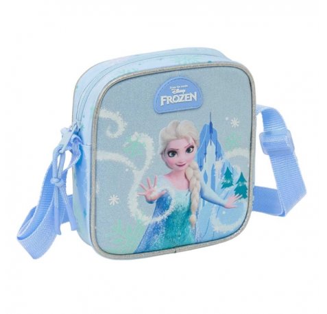 Safta Frozen Bolsito con Bandolera Ajustable - Compacto - Cierre con Cremallera - 16x18x4cm - Color Azul Pastel