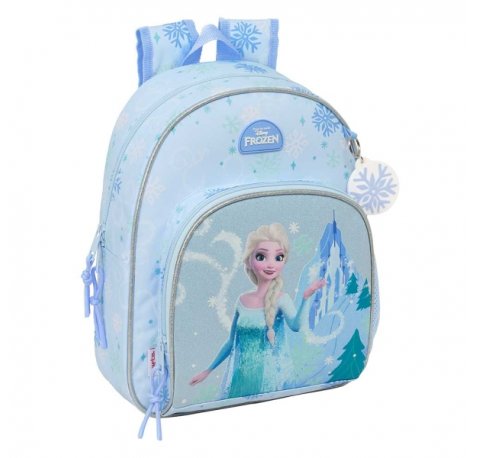 Safta Frozen Mochila Infantil - Portabotellas - Bolsillo Frontal - Asa de Mano - Adaptable a Carro - Hombreras Acolchadas - 28x34x10cm - Color Azul Pastel