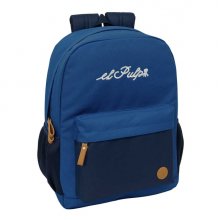 Safta el Pulpo Mochila - Adaptable a Carro - Bolsillo Frontal - Espalda Acolchada - Cremallera con Doble Tirador - Asa de Mano - Hombreras Ergonomicas - 32x43x14cm - Color Azul Marino